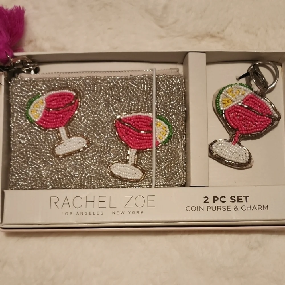 💕▪️ Rachel Zoe ▪️Beaded Martini Coin Purse & Bag Charm